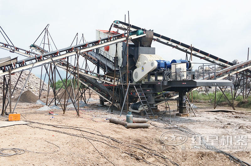 輪胎移動重錘破粉石子機現場